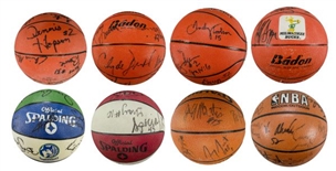 Lot of (8) Assorted 1980s/90s Team Signed Basketballs